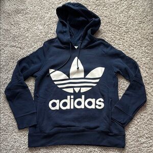Adidas Dark Blue Hoodie with White Logo